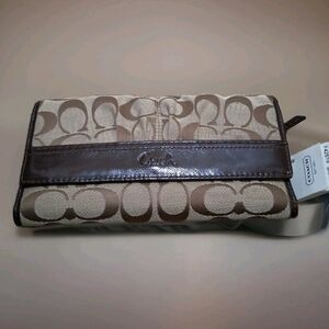 Vintage Coach Soho Pleated Signature Checkbook Wallet Canvas F42819